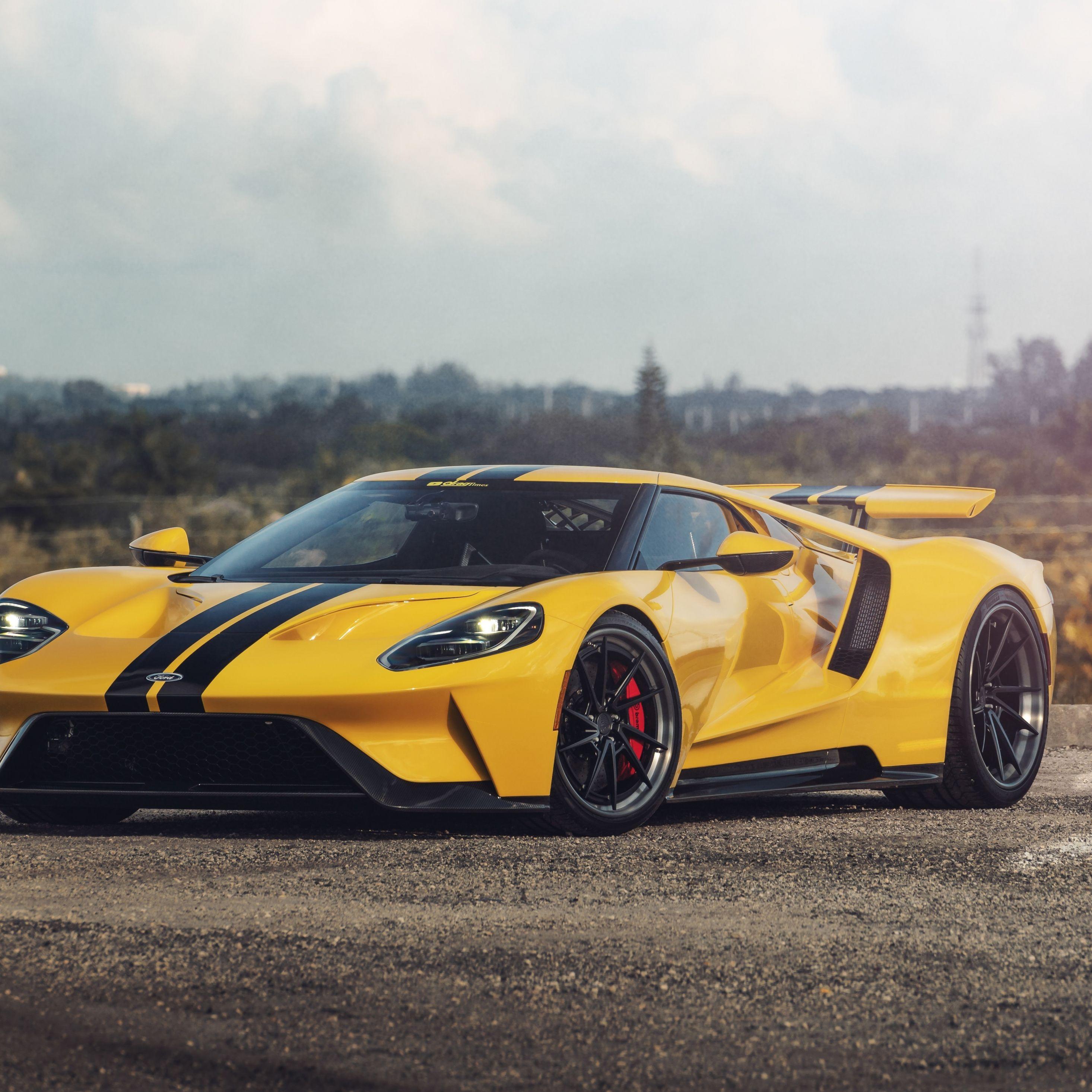 2932x2932 Download 2932x2932 wallpaper sports car, ford gt, yellow, ipad pro retina, 2932x2932 HD image, background, 19051