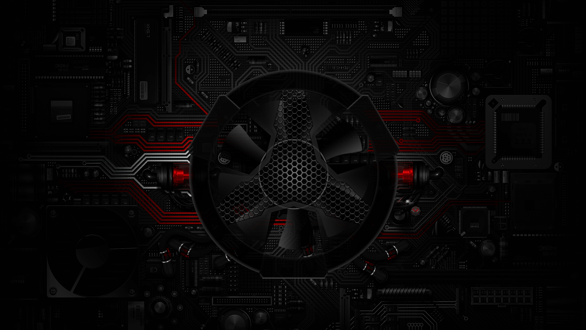 1920x1080 Digital Circuits Fan HUD Wallpaper