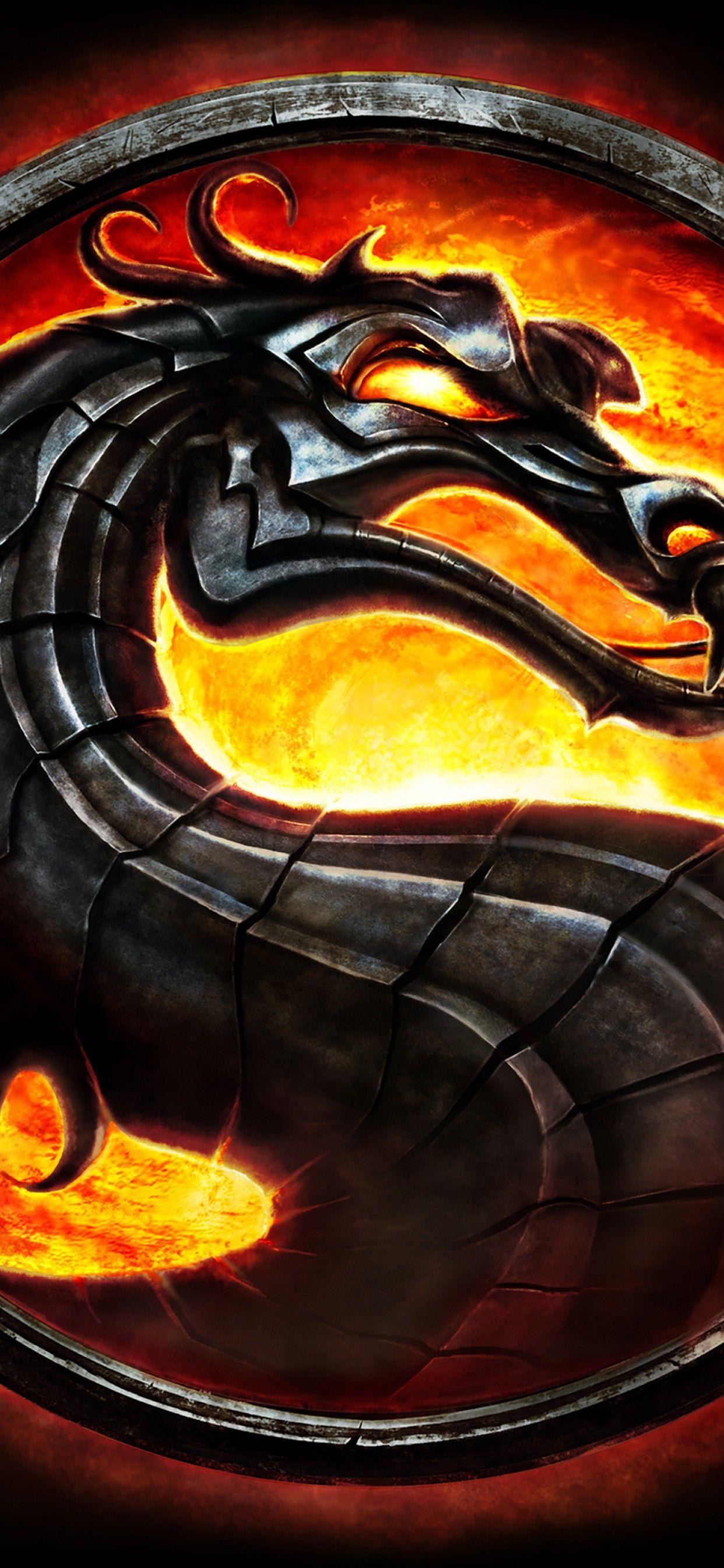 1242x2688 Mortal Kombat 4K Wallpaper, Dragon, Black background, Graphics CGI