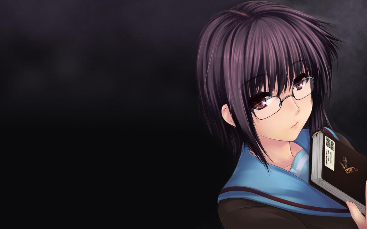 1280x800 black book brown eyes glasses nagato yuki suzumiya haruhi no yuutsu. konachan.com.com Anime Wallpaper