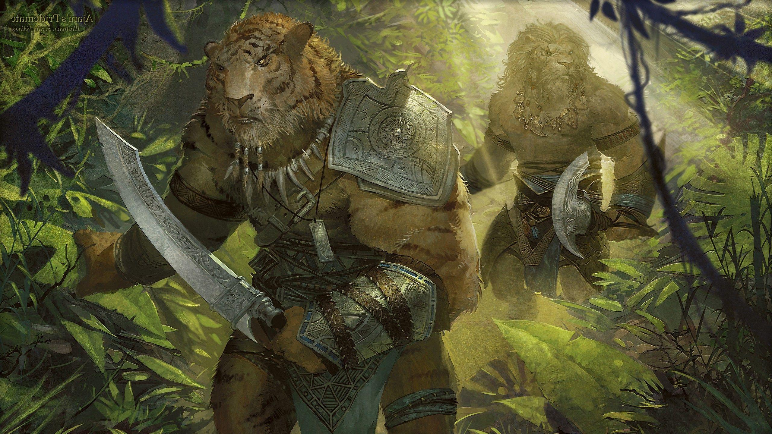 2560x1440 fantasy Art, Tiger, Warrior, Magic: The Gathering, Ajani Goldmane Wallpaper HD / Desktop and Mobile Background
