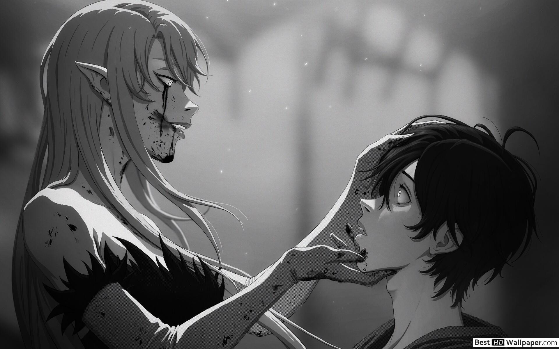 1920x1200 Monogatari Series Araragi & Kiss Shot HD Wallpaper Download