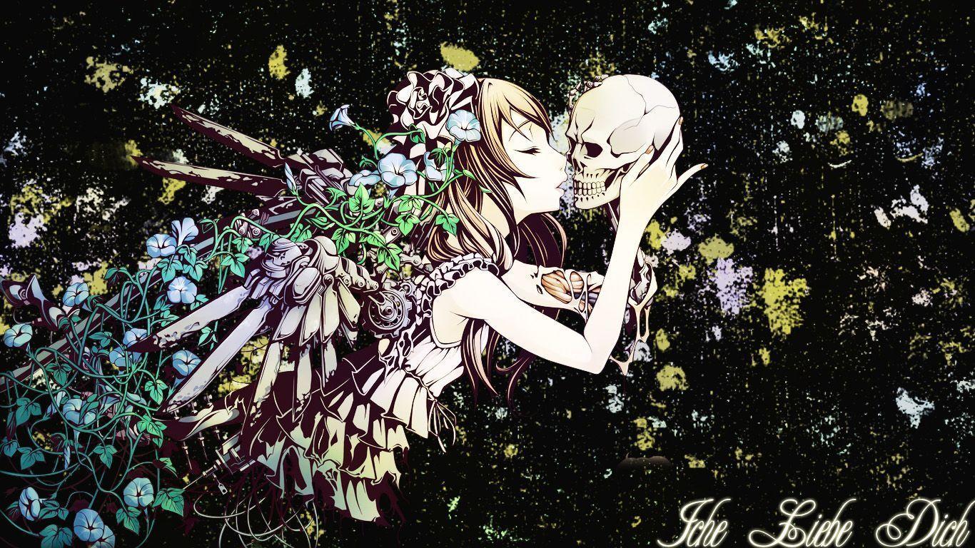1366x768 Girl Skull Wallpaper