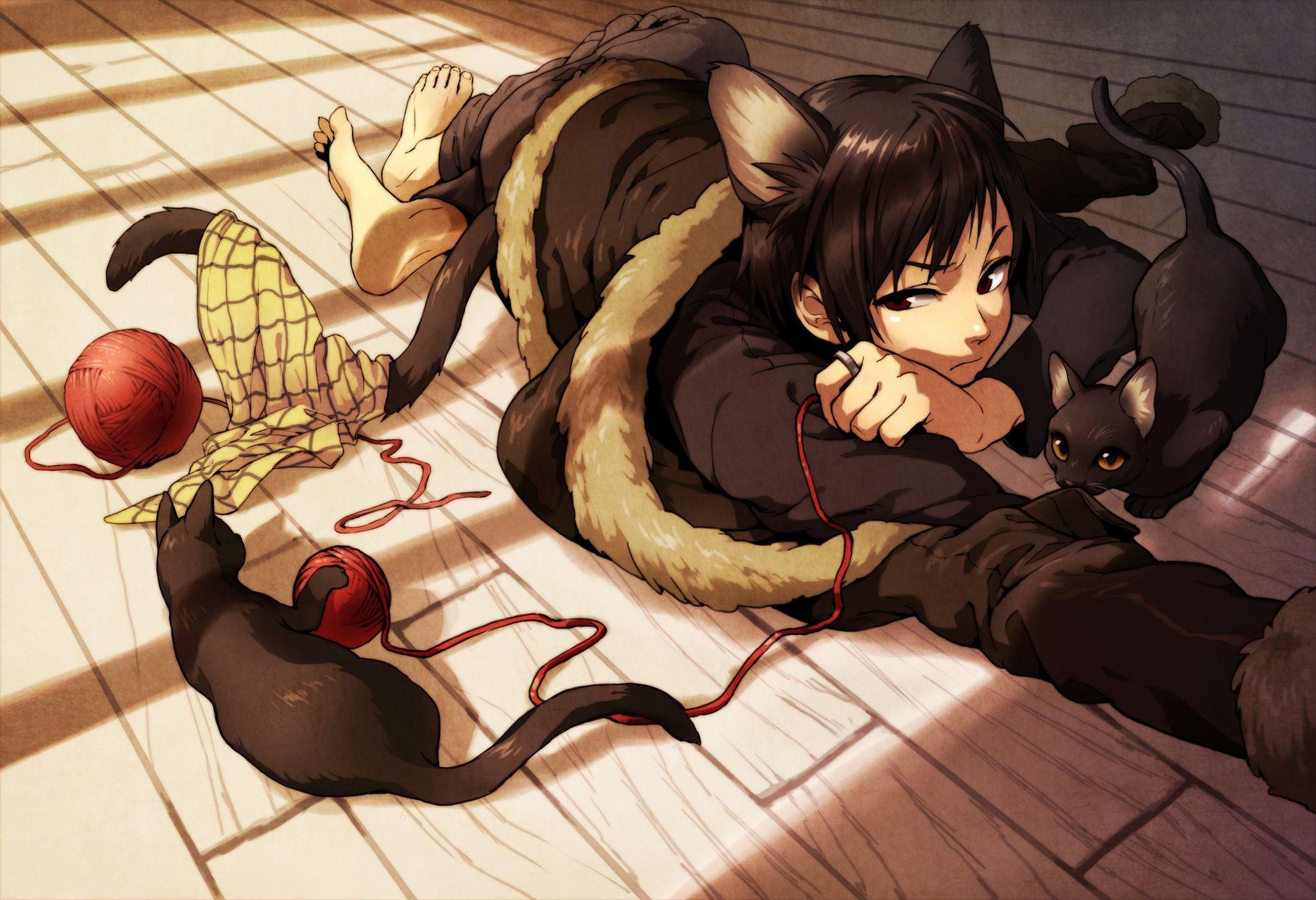 Anime boy and cute cat by peterrustoen on DeviantArt