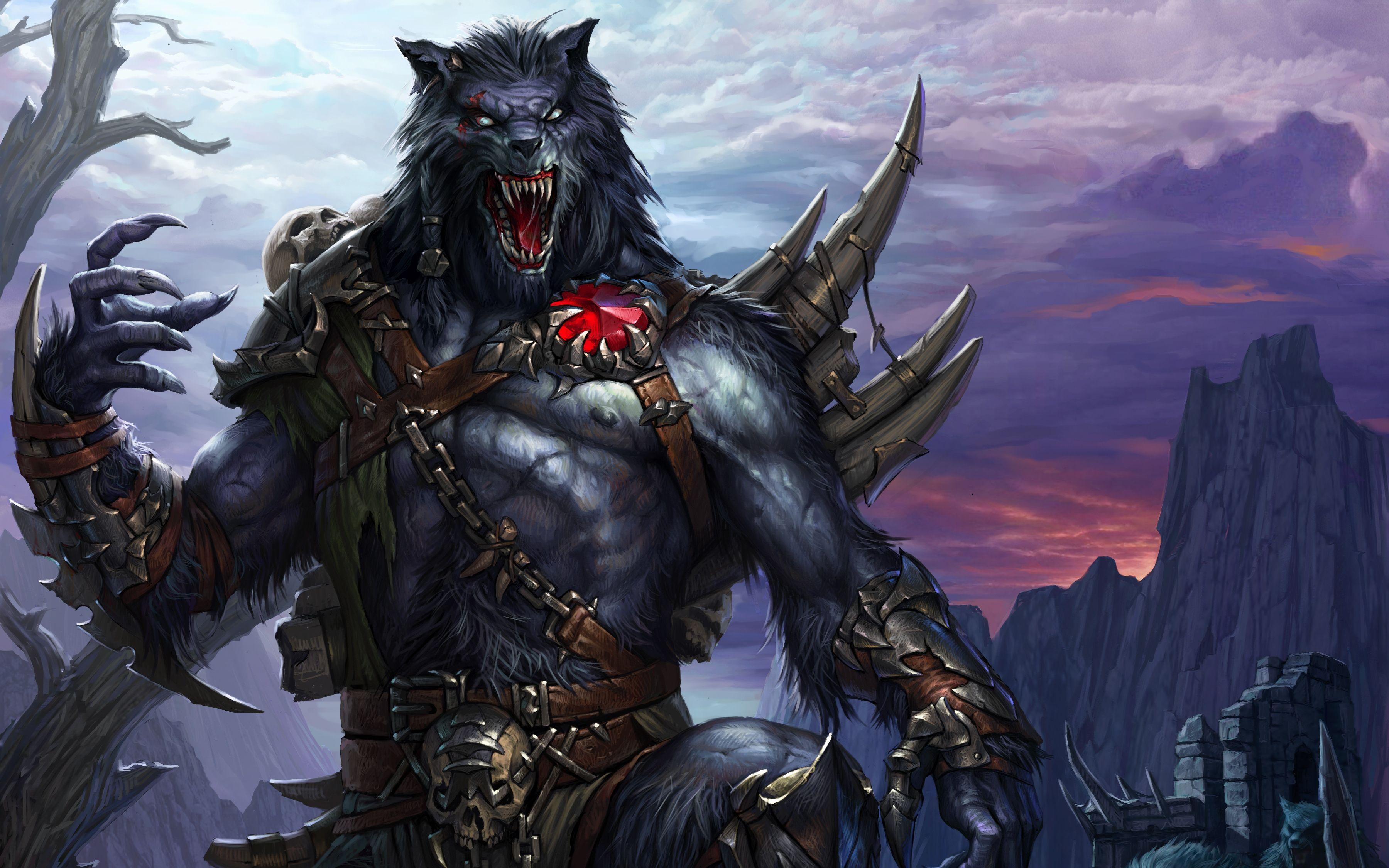 3600x2250 Title Dark Werewolf Skull Wallpaper The Apocalypse Earthblood HD Wallpaper