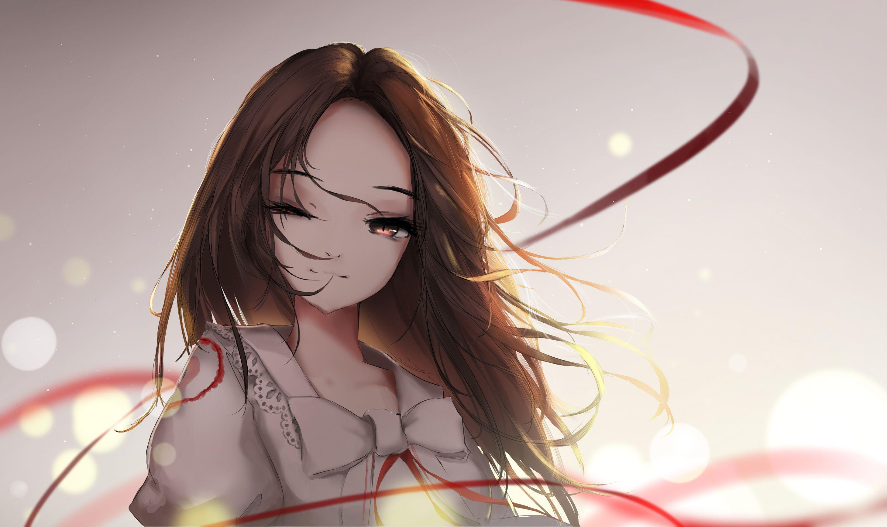 2919x1736 Brown Long Hair Anime Girl wallpaperx1736
