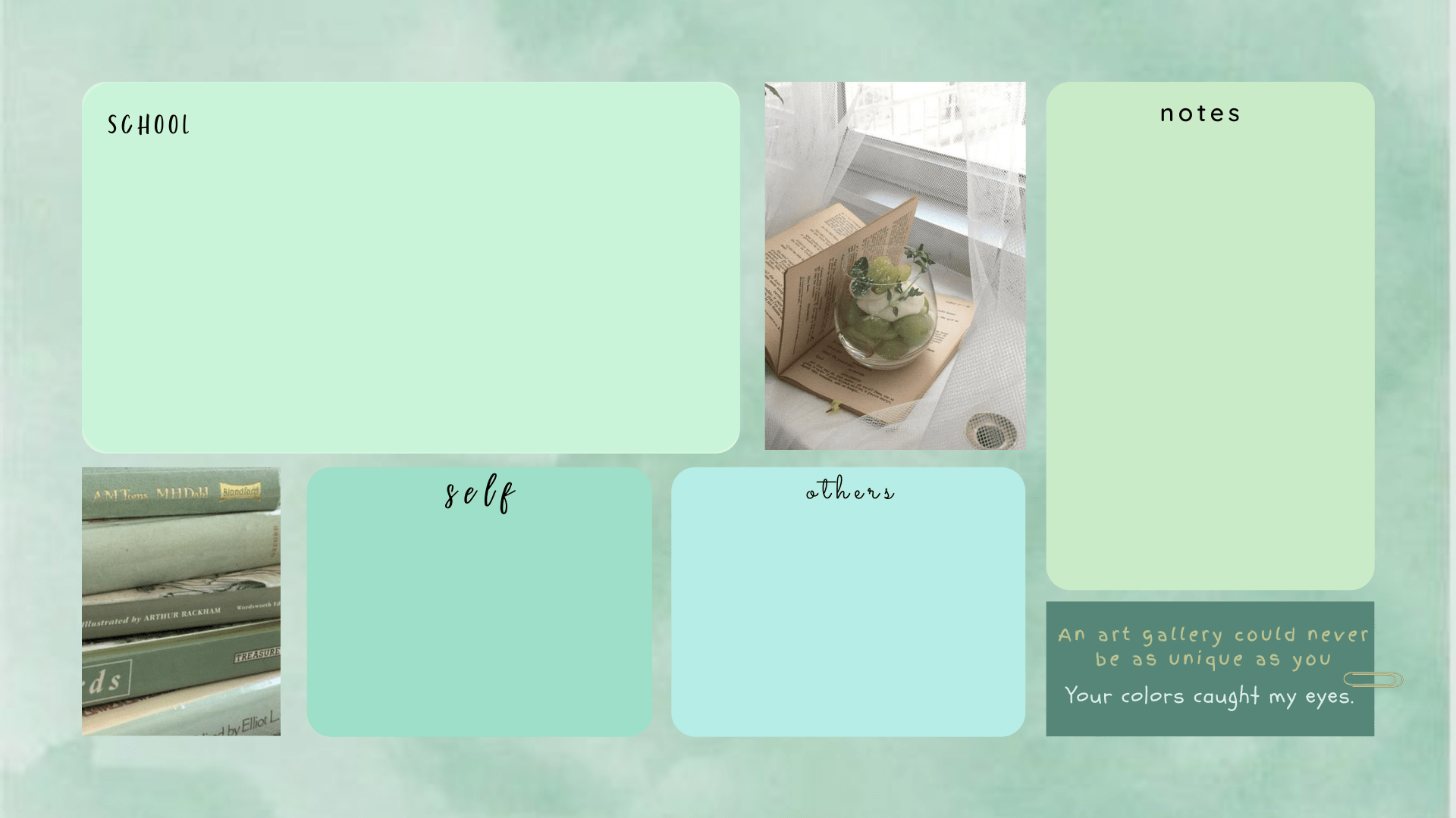 1920x1080 Aesthetic Desktop Wallpaper Organizer: Green Mood Theme