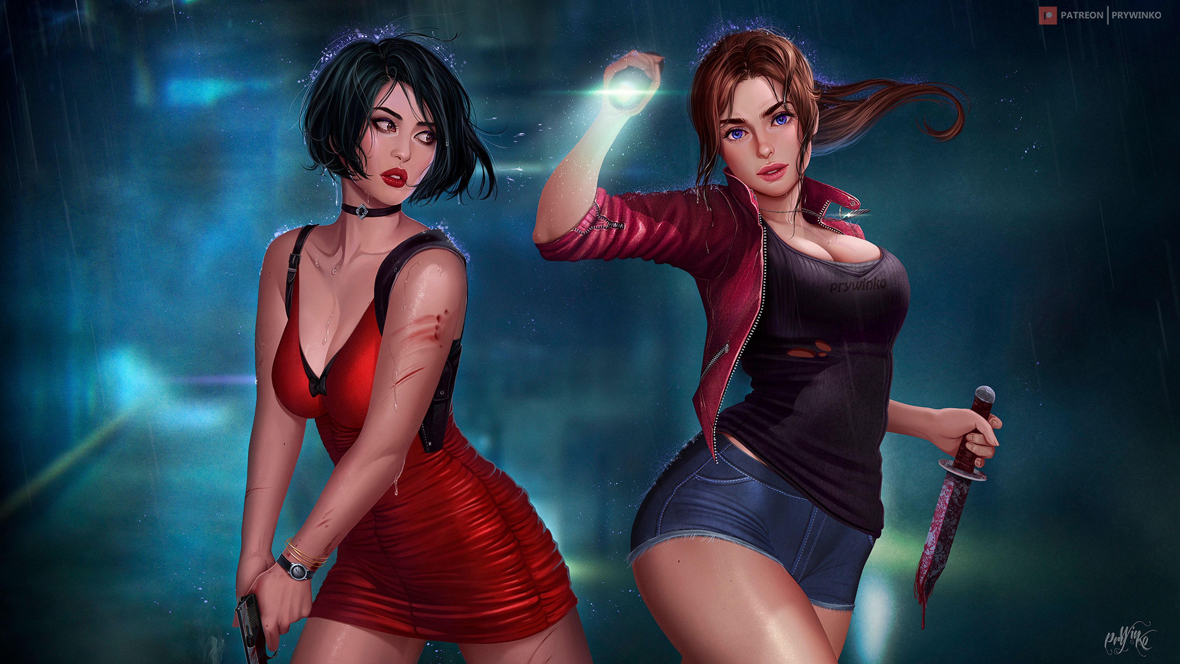 3840x2160 Ada Wong Claire Redfield Resident Evil 2 Girls 4K Wallpaper HD