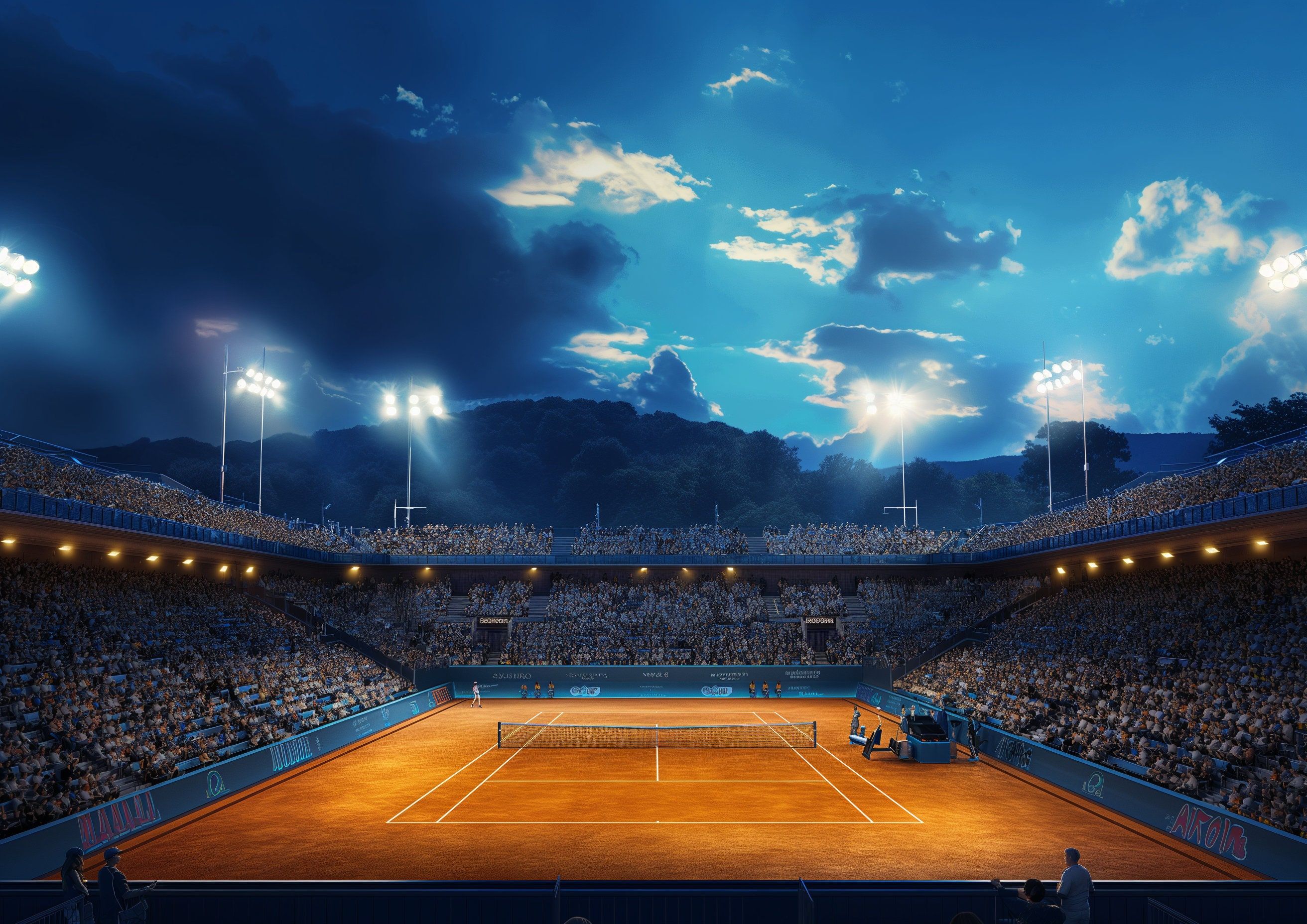 2624x1856 Night Tennis Court Photo Background: Sports Photography Backdrops (digital Download)