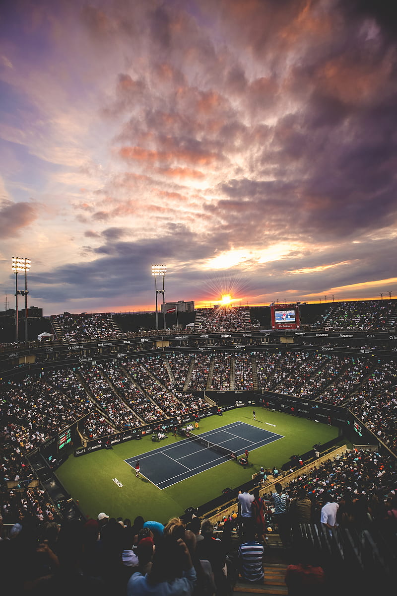 800x1200 People at the tennis court stadium during sunset, HD phone wallpaper