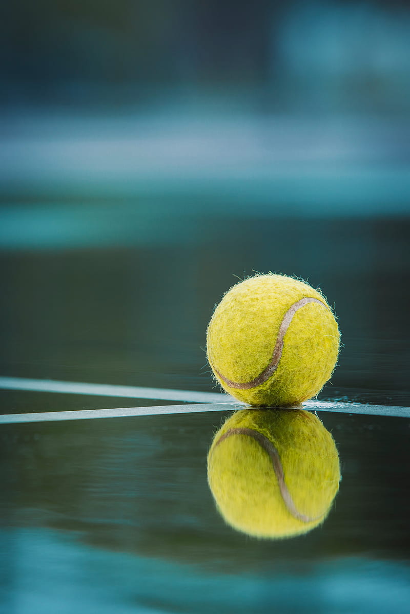 800x1199 Tennis ball, tennis ball, court, reflection, markings, esports, HD phone wallpaper