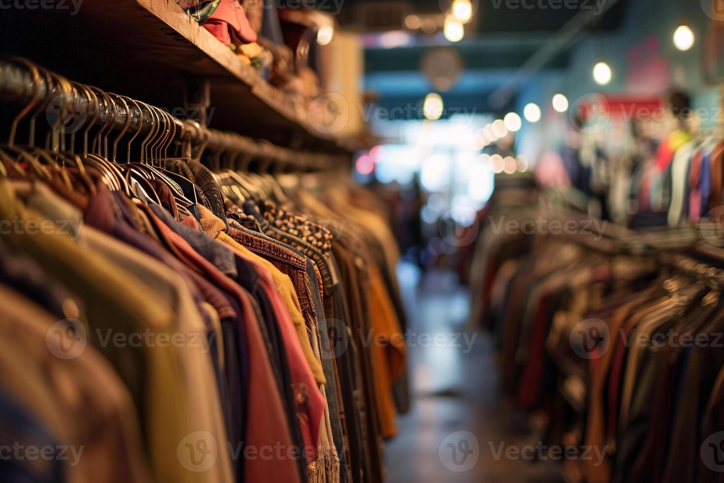 1470x980 Second hand clothes hanging in a charity shop promoting sustainable fashion