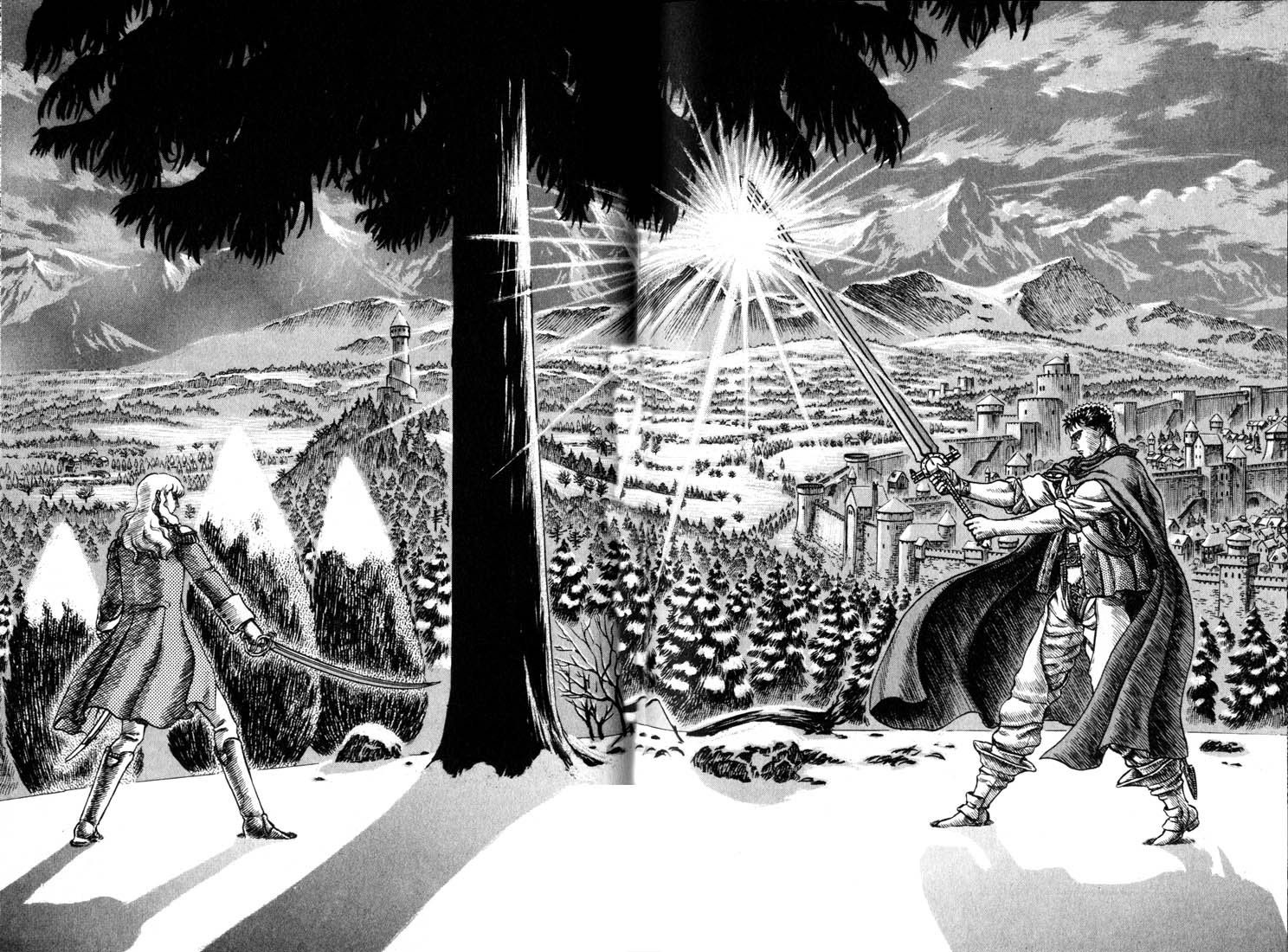 1488x1100 Epic Battle: Guts vs Griffith Wallpaper from Berserkx1100