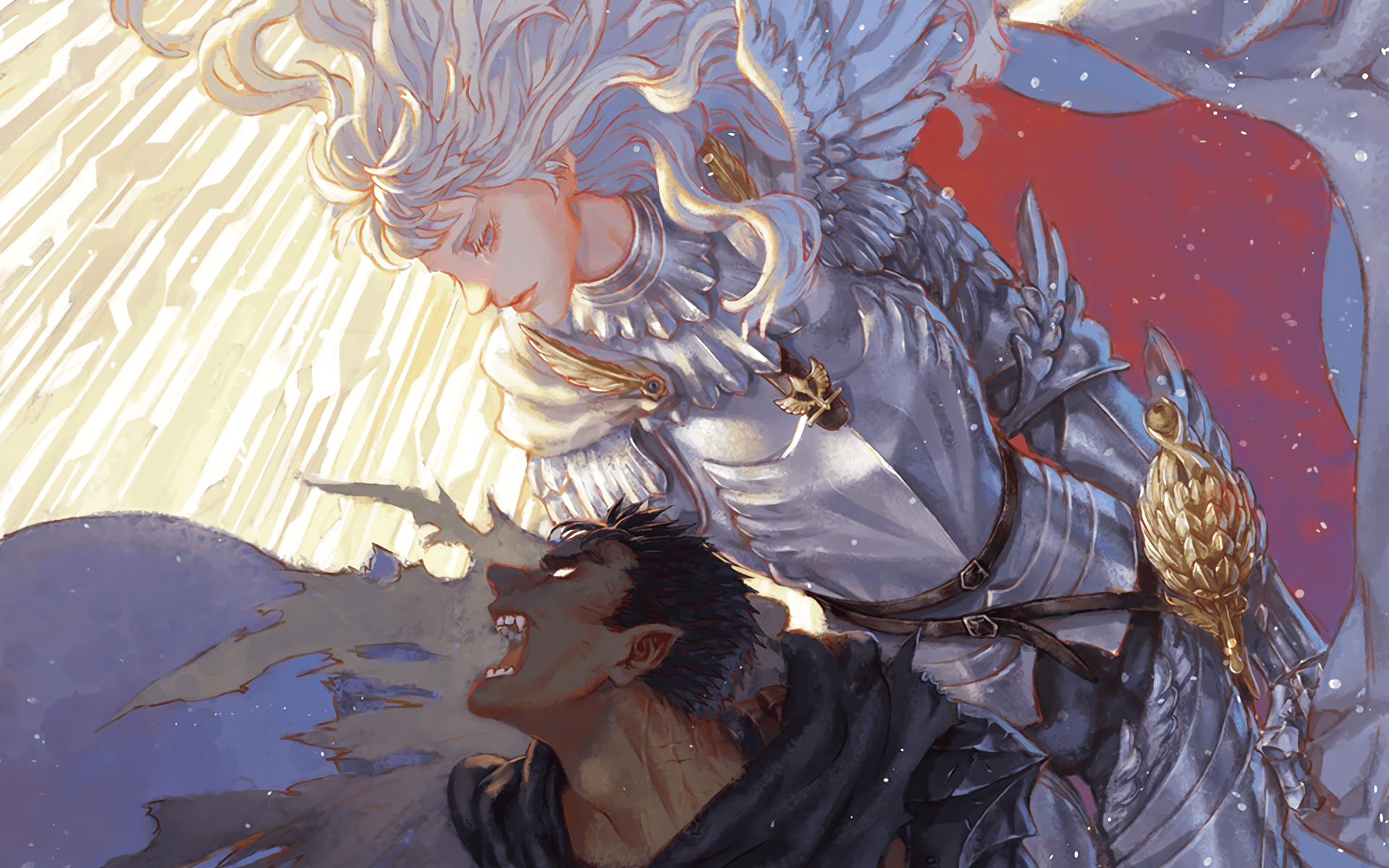1920x1200 Berserk's Epic Clash: Guts vs Griffith. Stunning HD Anime Wallpaperx1200