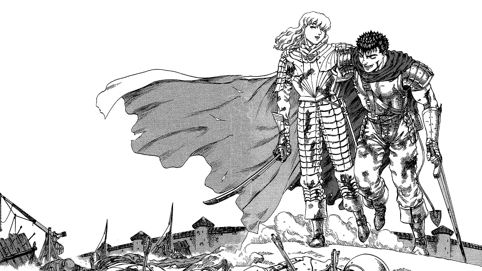 1920x1080 Anime sketch, Kento Miura, Berserk, Griffith, Guts HD wallpaper