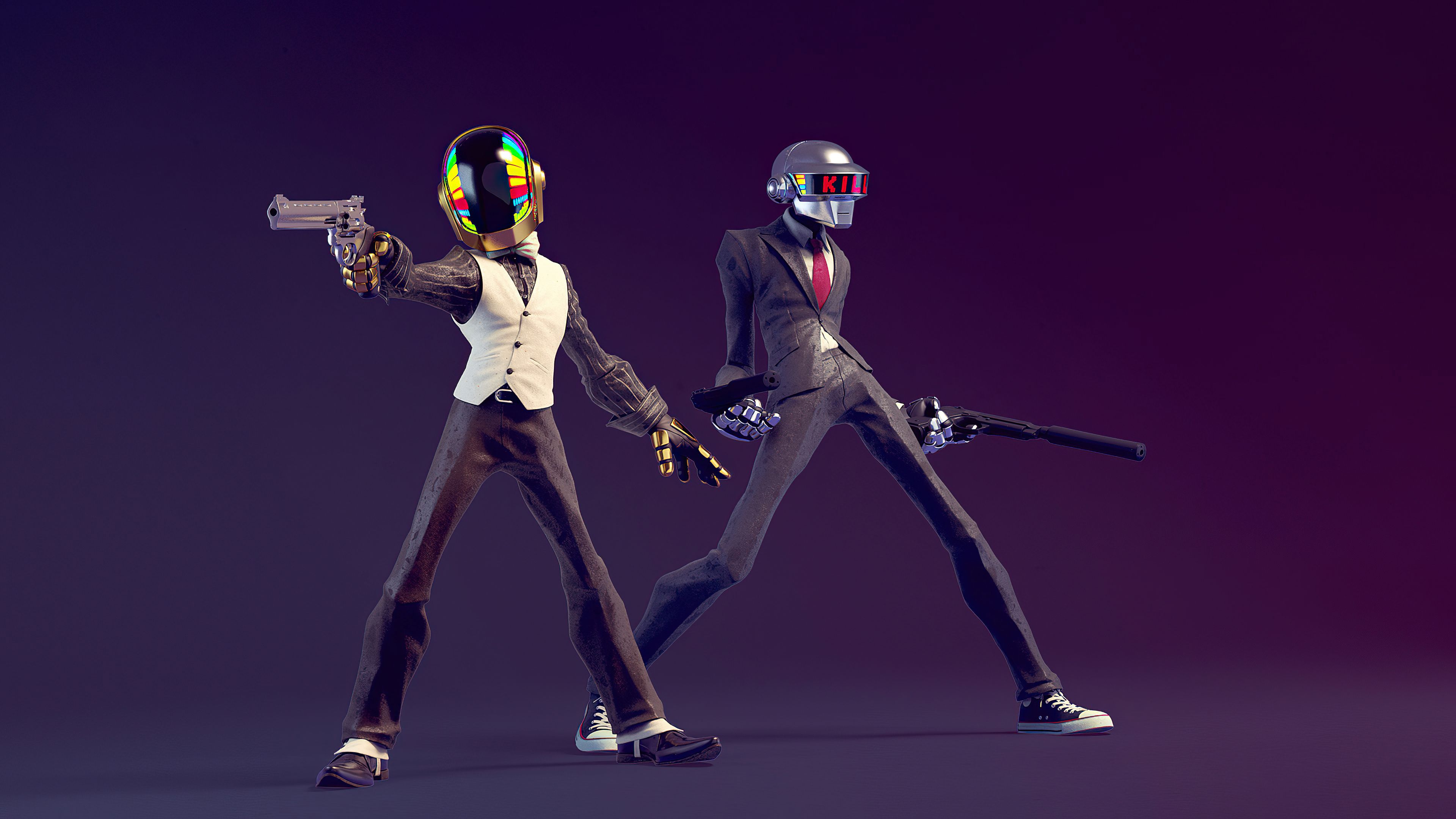3840x2160 Daft Punk With Guns 4K HD Daft Punk Wallpaper