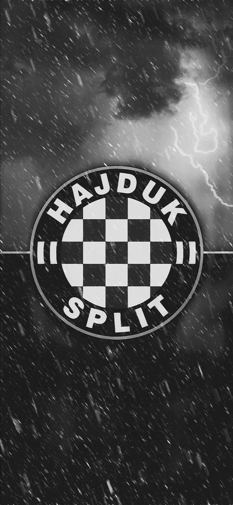 800x1734 HAJDUK STORM, black, bw, football, logo, rain, torcida, white, HD phone wallpaper