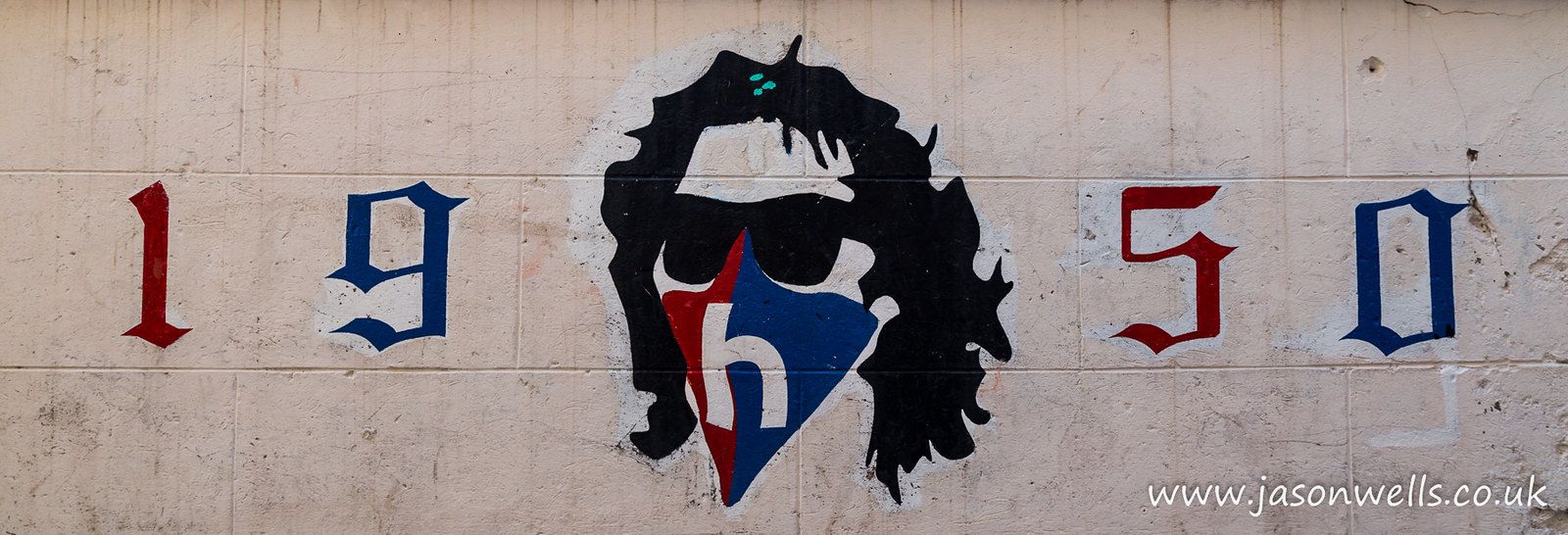 1600x546 Torcida Split mural. Wall art on a street in Split of Torci