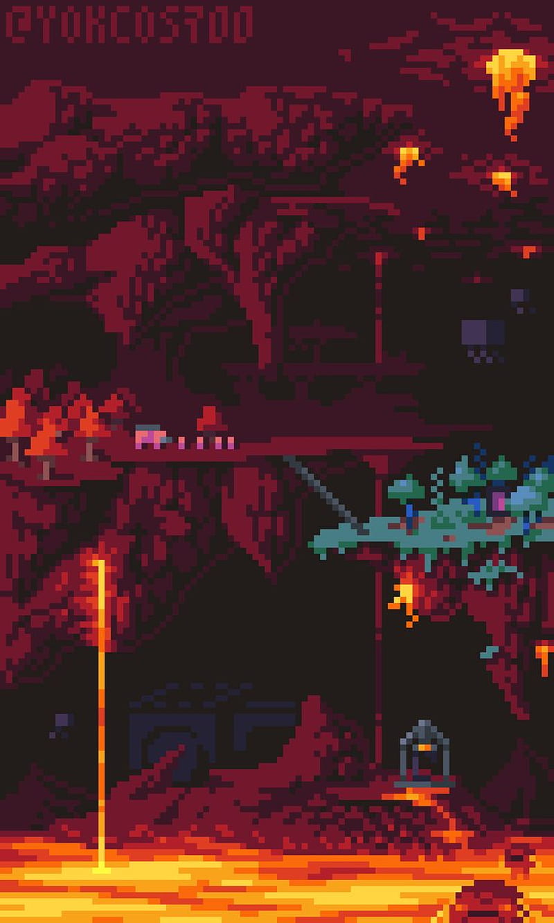 800x1333 Nether was. pixel art. Full credits to u/ yokcos700. Pixel art background, Pixel art landscape, HD phone wallpaper