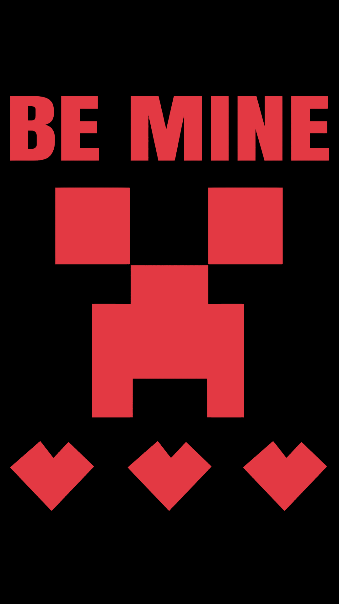 1080x1920 Be Mine Wallpaper 4K, Minecraft, Red hearts, AMOLED