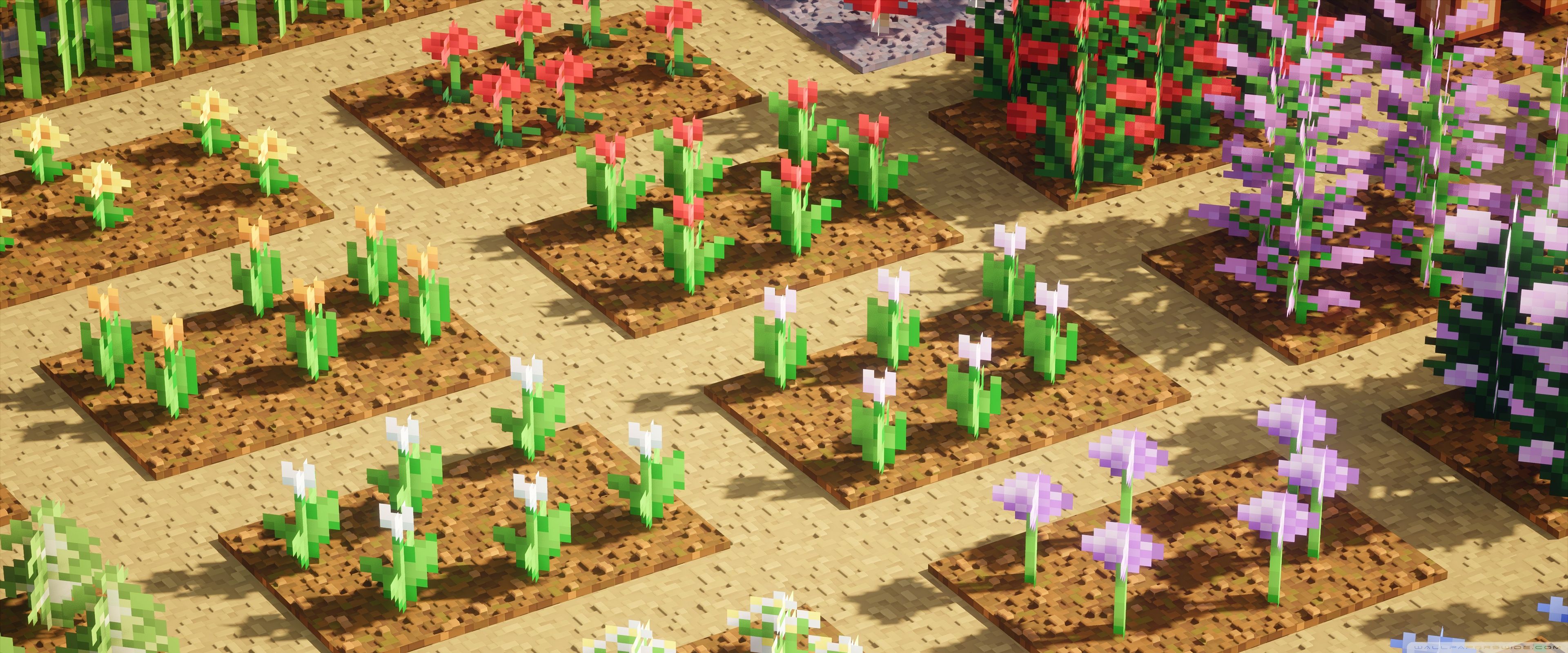 3840x1600 Minecraft, VideoGame, Flowers, Farming, Gaming, Pixelated, Pixel Art 4K UHD Wallpaper for UltraHD Desktop and TV : Widescreen and UltraWide Display : Dual Monitor : Smartphone and Tablet Devices