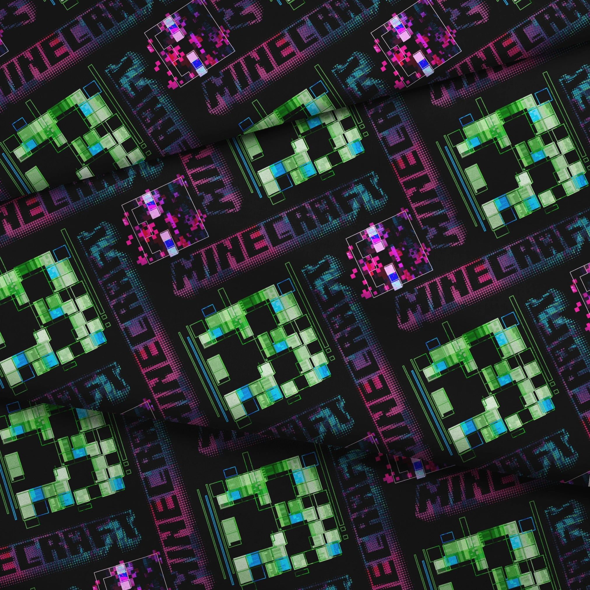 2024x2024 Minecraft Glitch Digital Circuit Board Neon Pixels