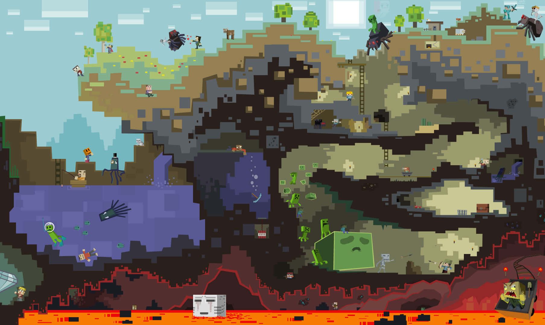 1807x1080 Minecraft Fan Art Wallpaper