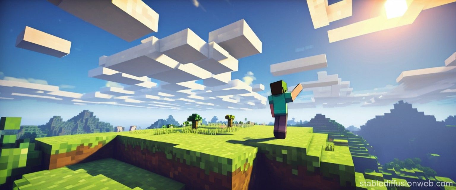 1536x640 Minecraft Pixel Landscape Wallpaper. Stable Diffusion Online