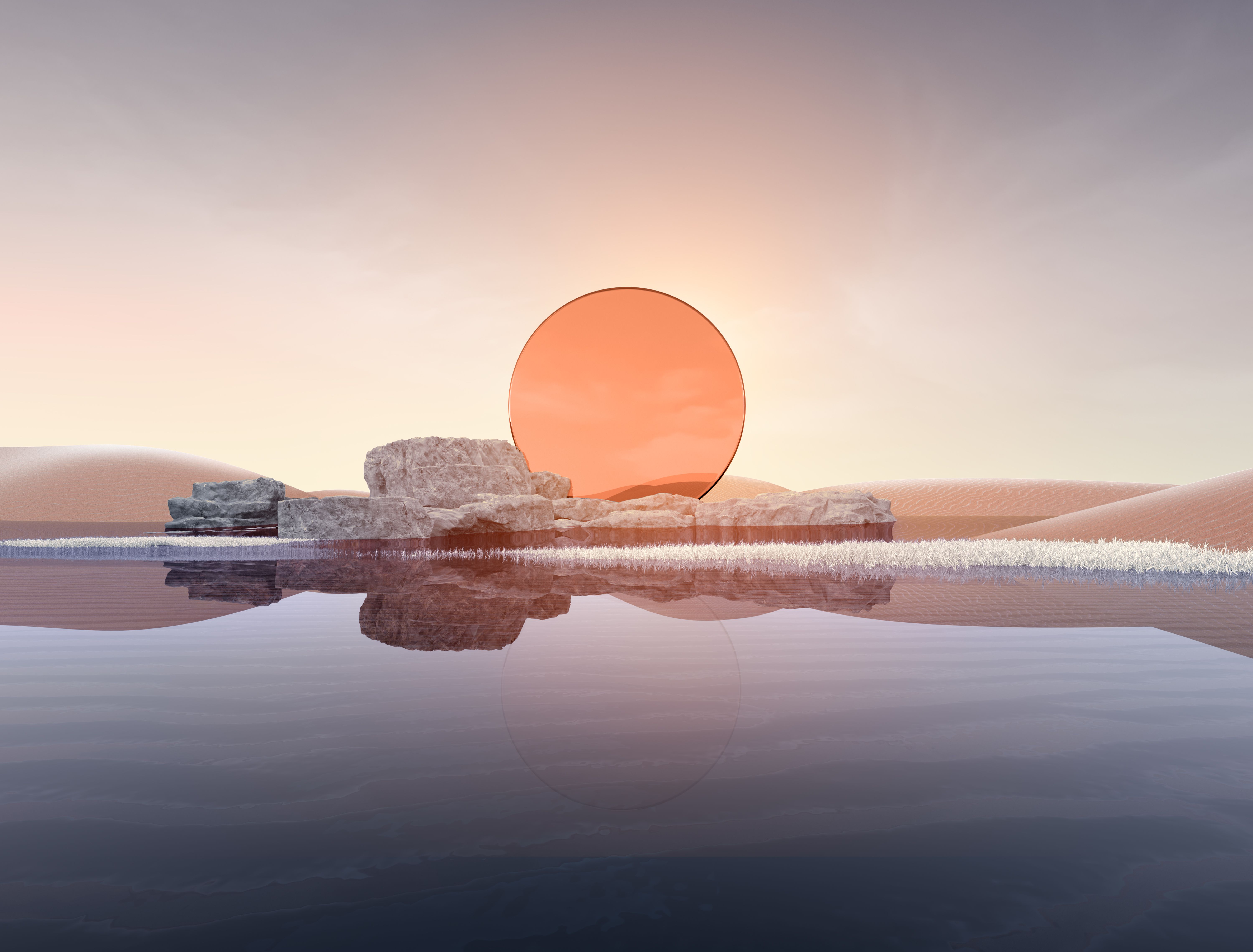 6000x4558 Sunset Desert Landscape Digital Art 5K Wallpaper