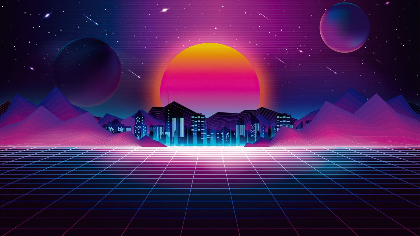 1366x768 Digital Art Sunset Wallpaper