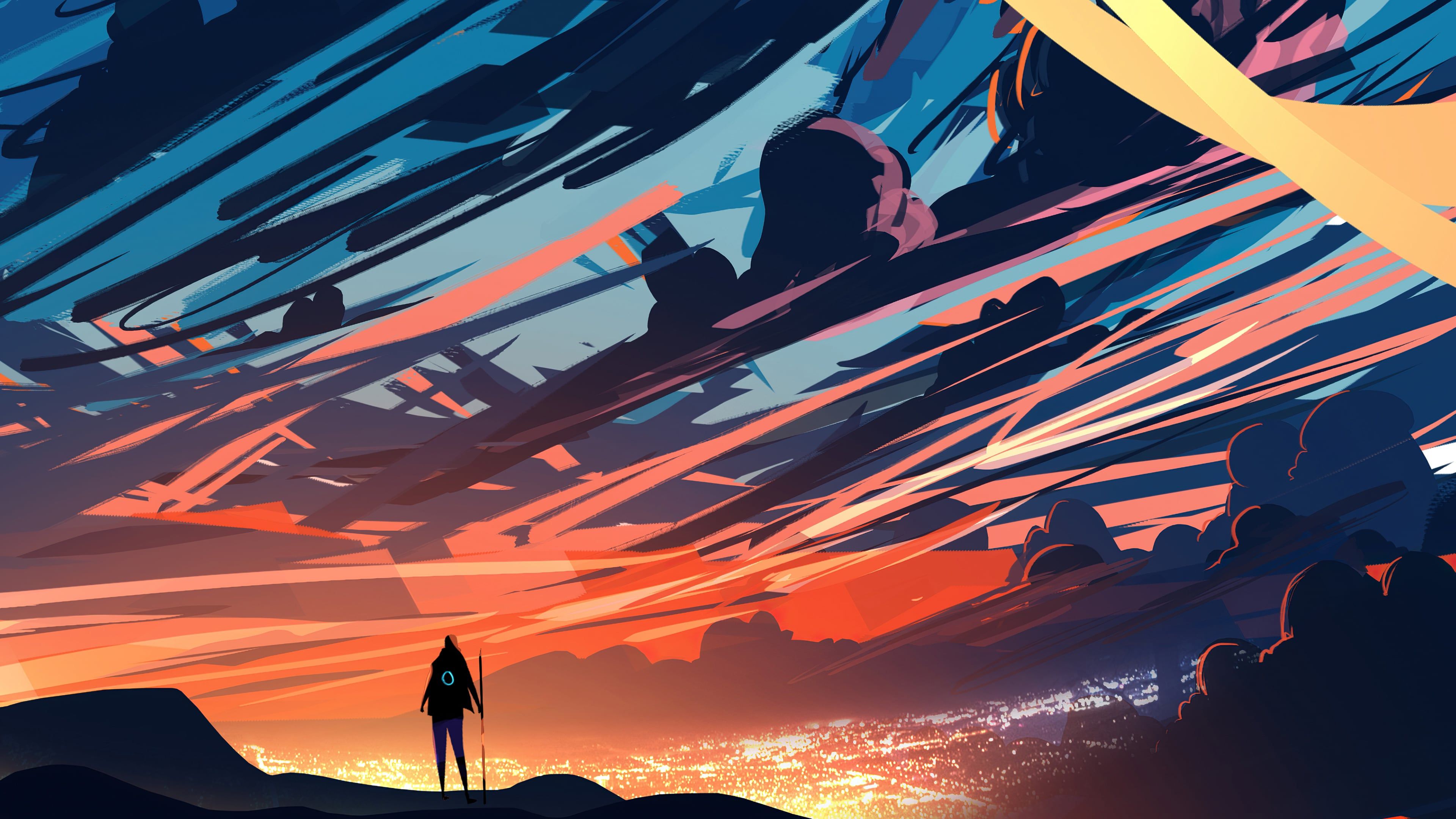 3840x2160 Light of sunset Digital Art Wallpaper 4K for Desktop