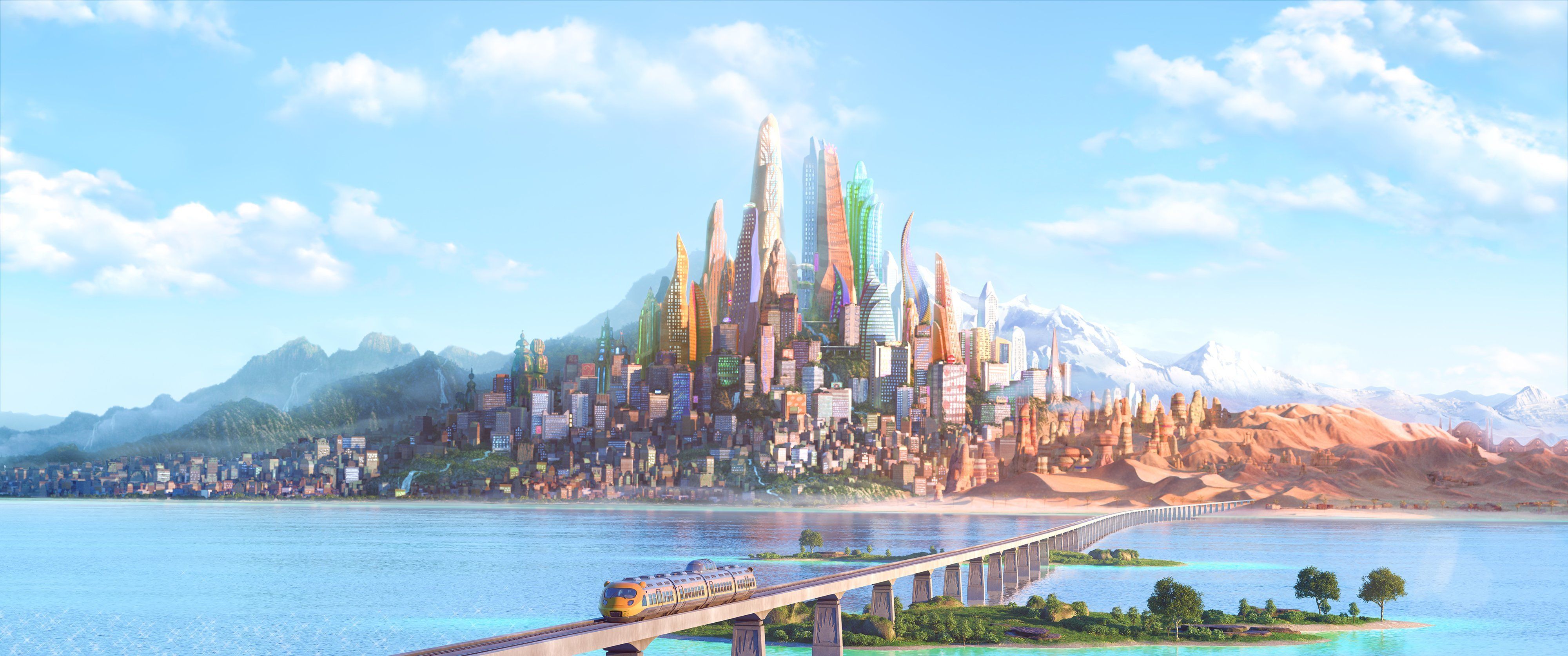 4000x1675 Wallpaper the city, cartoon, Zootopia, Zeropolis for mobile and desktop, section фильмы, resolution 4000x1675
