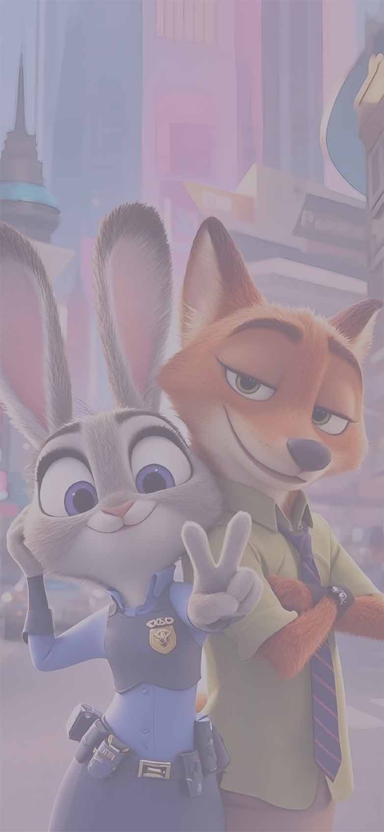 782x1692 Judy Hopps & Nick Wilde Zootopia City Wallpaper