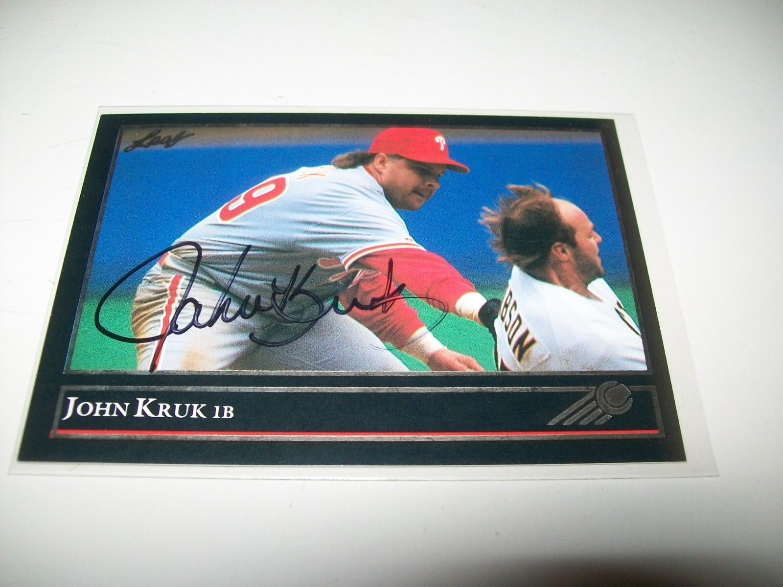 1600x1200 LEAF BLACK GOLD JOHN KRUK AUTOGRAPH SIGNED AUTO PHILADELPHIA PHILLIES