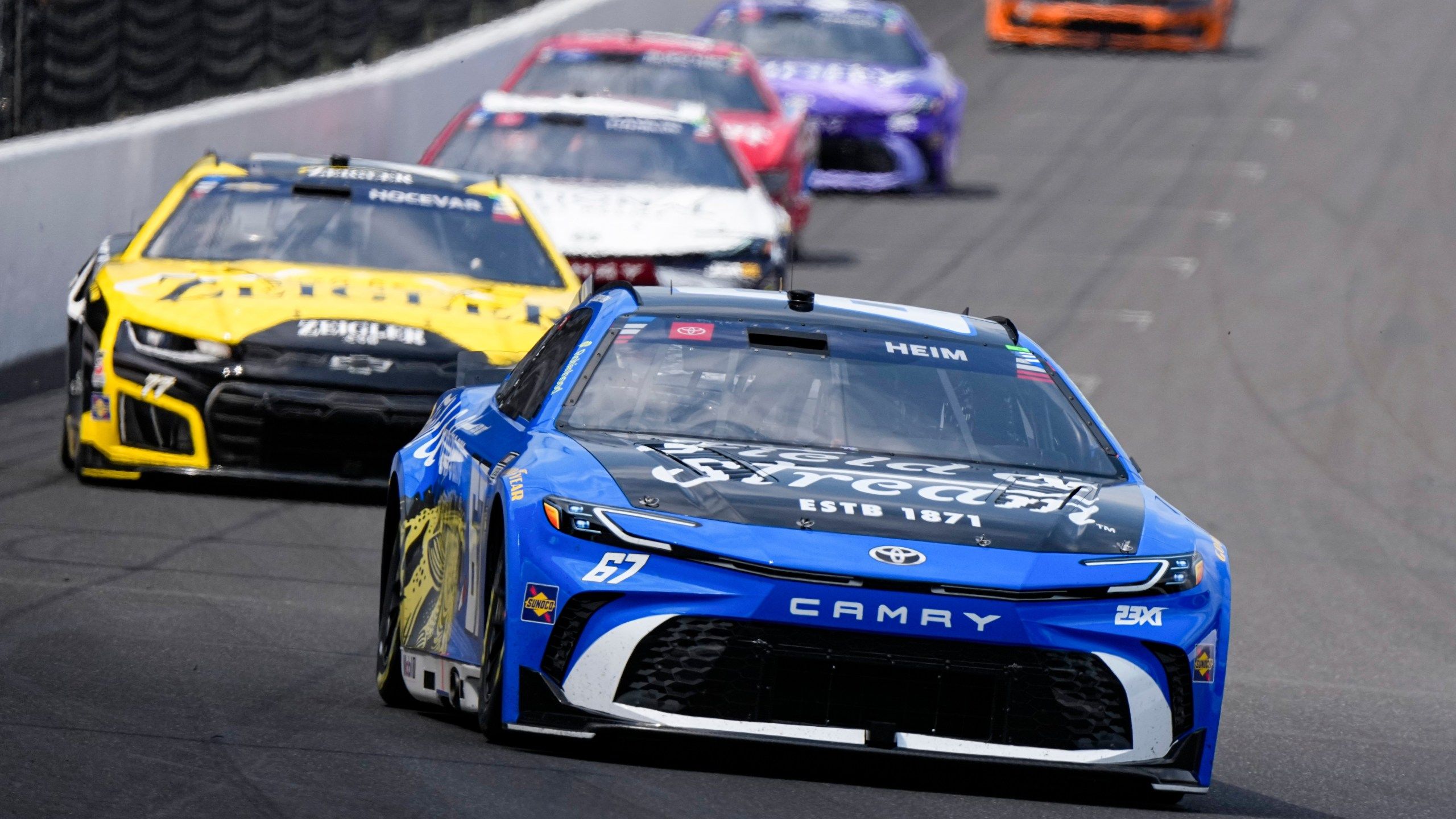 2560x1440 Corey Heim executes daring pass on final restart and holds on for historic Brickyard 400 victory