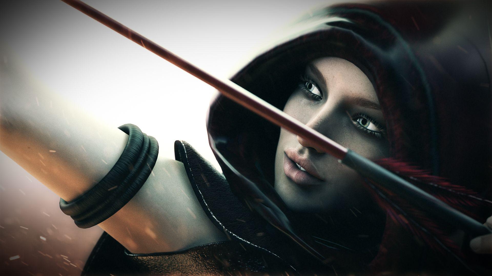 1920x1080 archer girl for desktop free wallpaper download