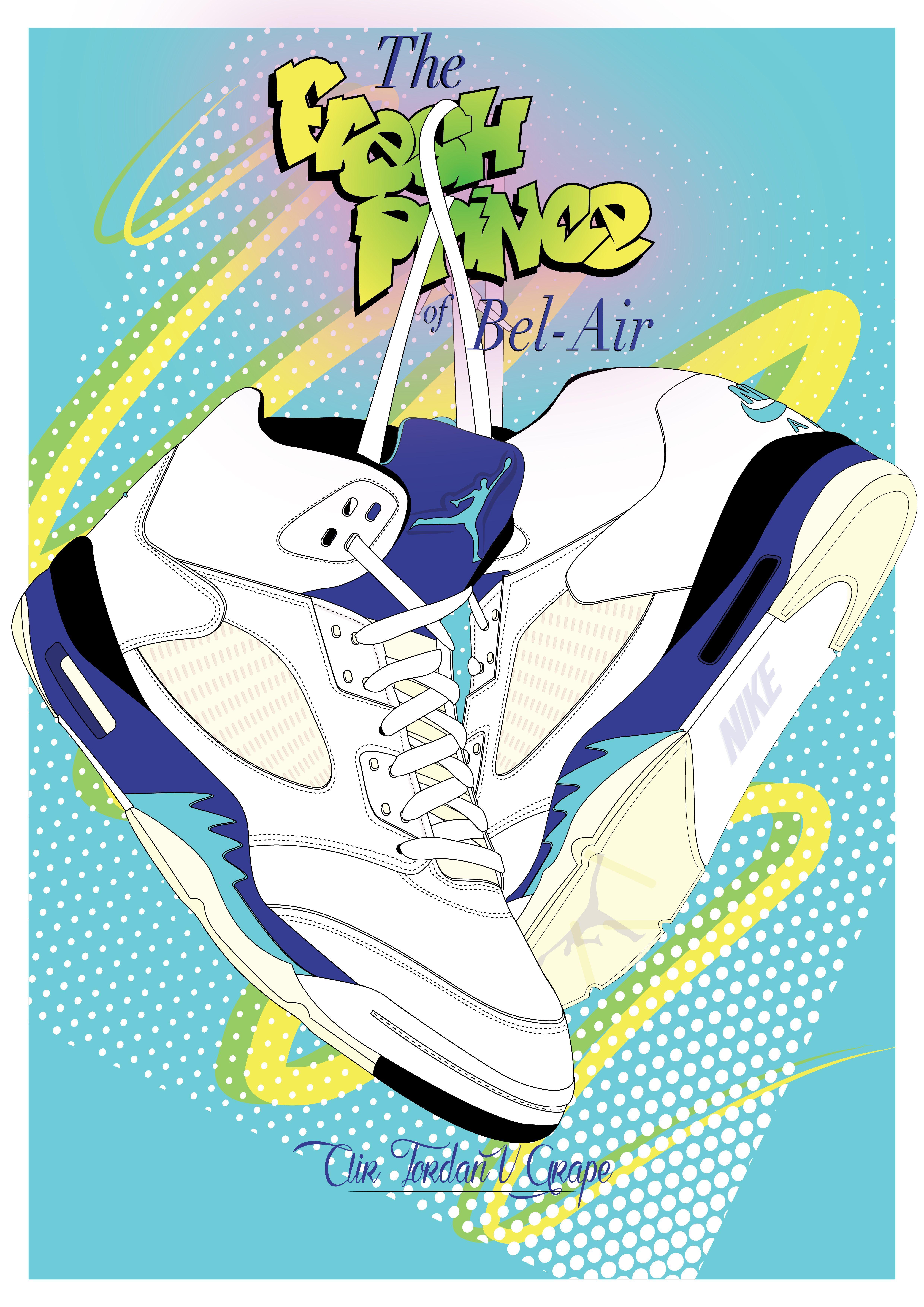 4961x7016 Fresh Prince of Bel Air Air Jordan V print by Shades of Blue Prints. Prince of bel air, Fresh prince, Bel air