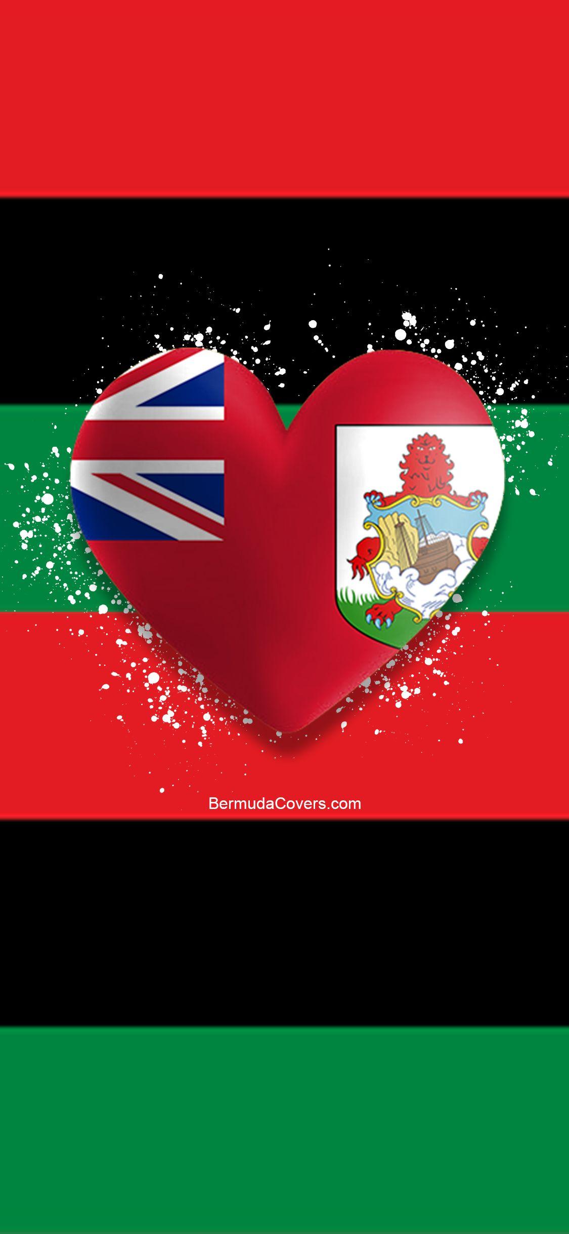 1125x2436 Bermuda Heart & Pan African Colour Stripes Facebook, Twitter & Phone Screen