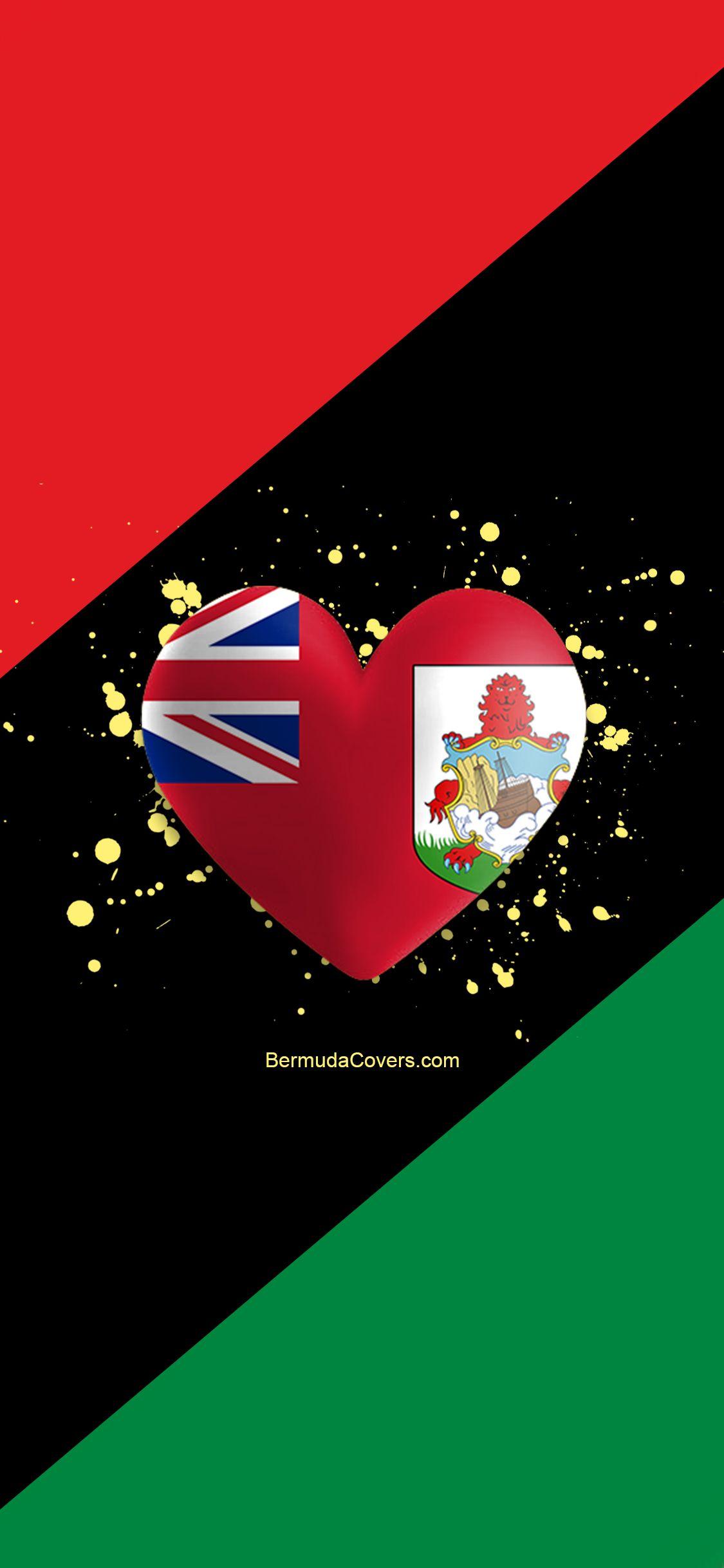 1125x2436 Bermuda Heart & Pan African Flag Facebook, Twitter & Phone Screen