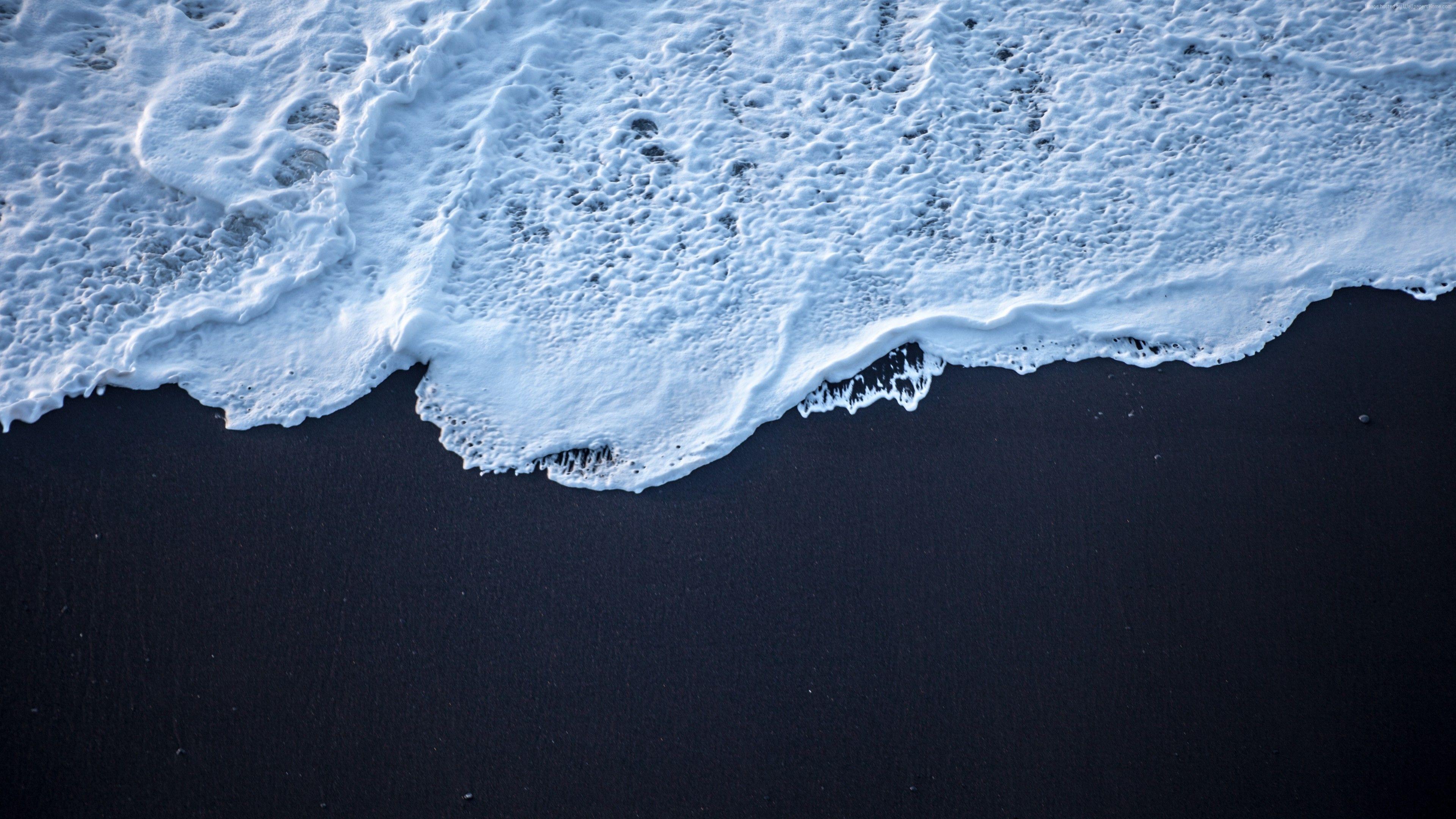 3840x2160 Sea Foam Black Sand 4k, HD Nature, 4k Wallpaper, Image, Background, Photo and Picture