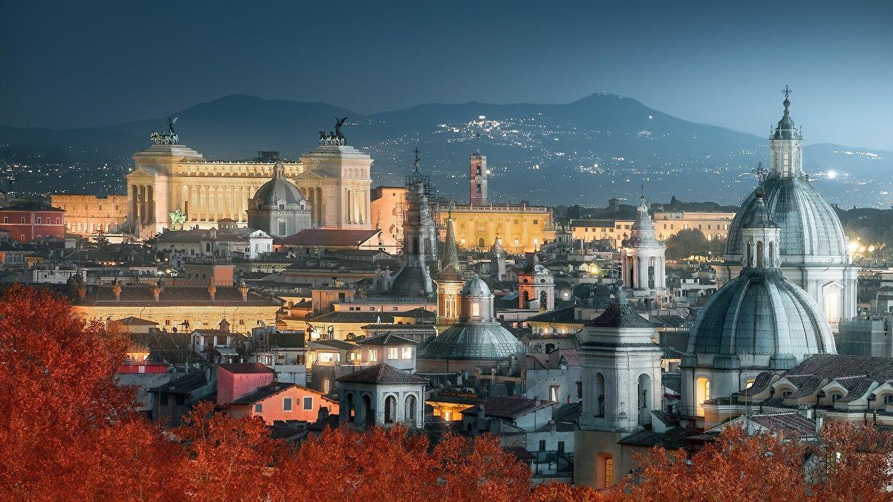 1280x720 Desktop Wallpaper Rome Italy domes Night Cities Building