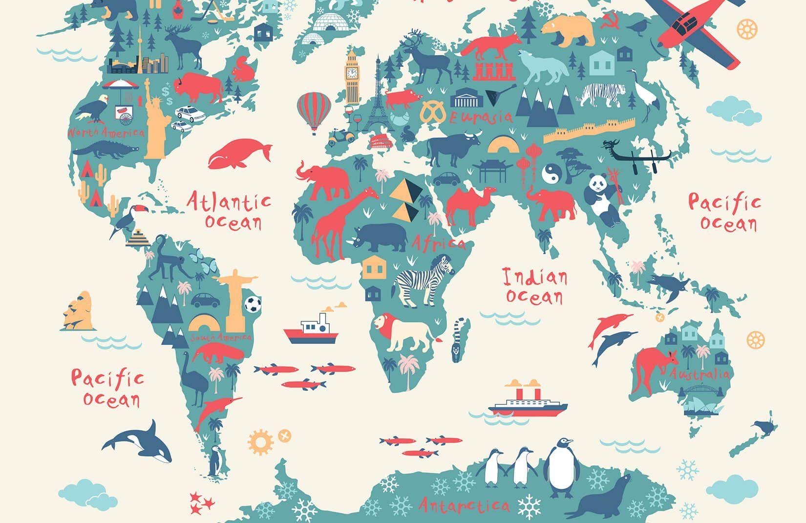 1650x1070 Explorer Kids World Map Wallpaper Mural