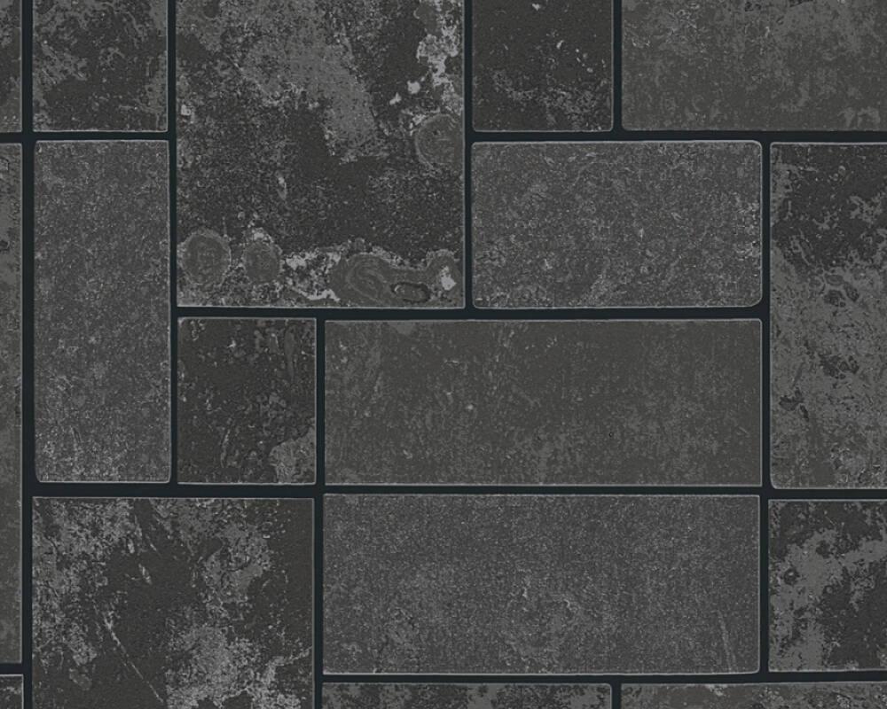 1000x800 A.S. Création Wallpaper «Tile, Black, Metallic, Silver» 347793