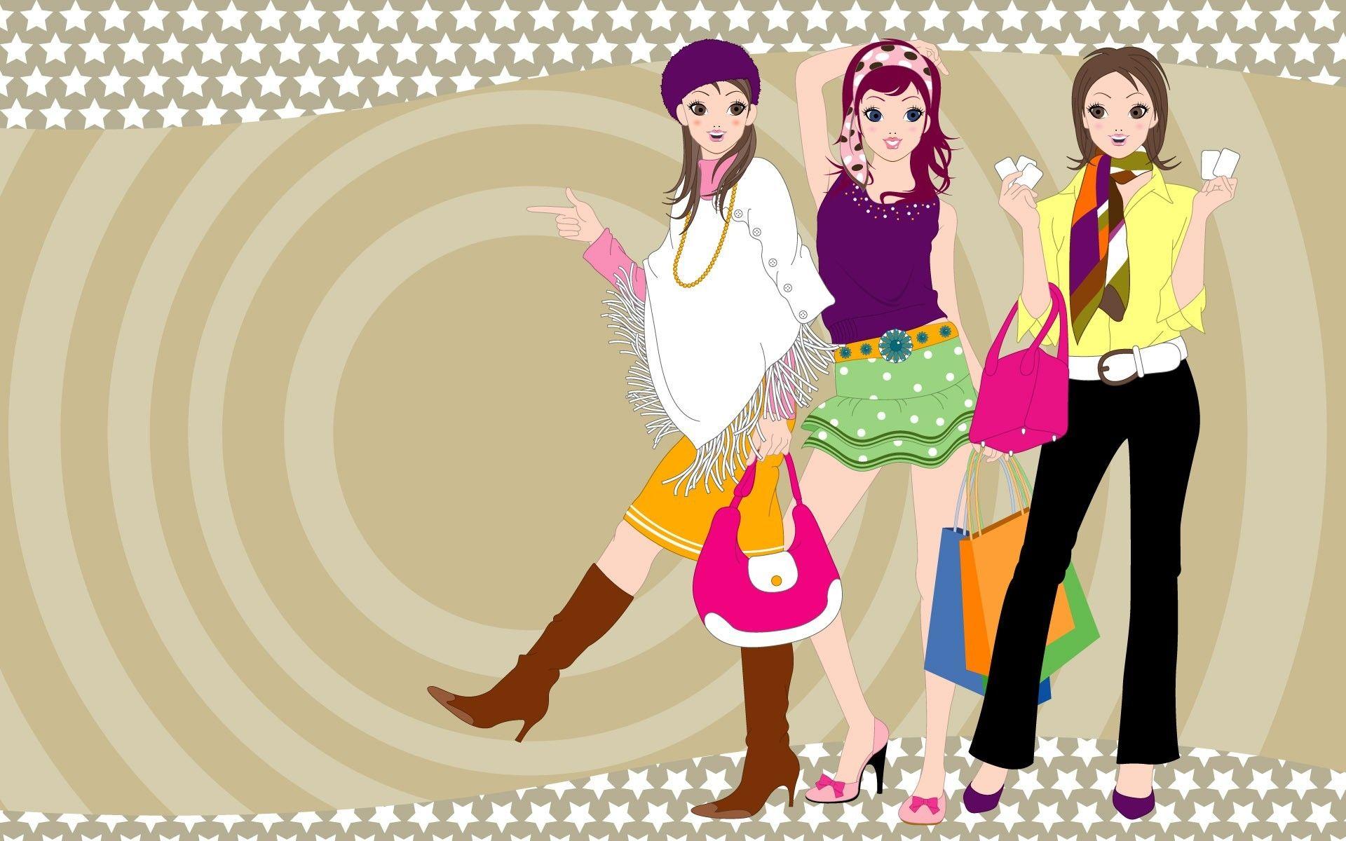 1920x1200 Girls fashion cartoon wallpaper. PC
