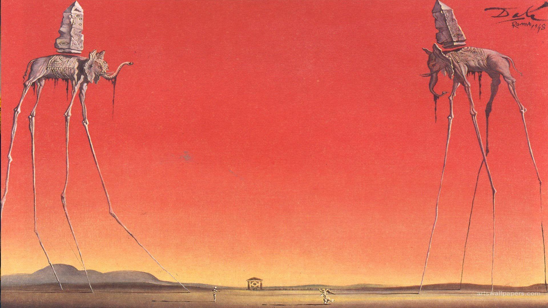 1920x1080 Salvador Dali Elephants. [1920X1080]