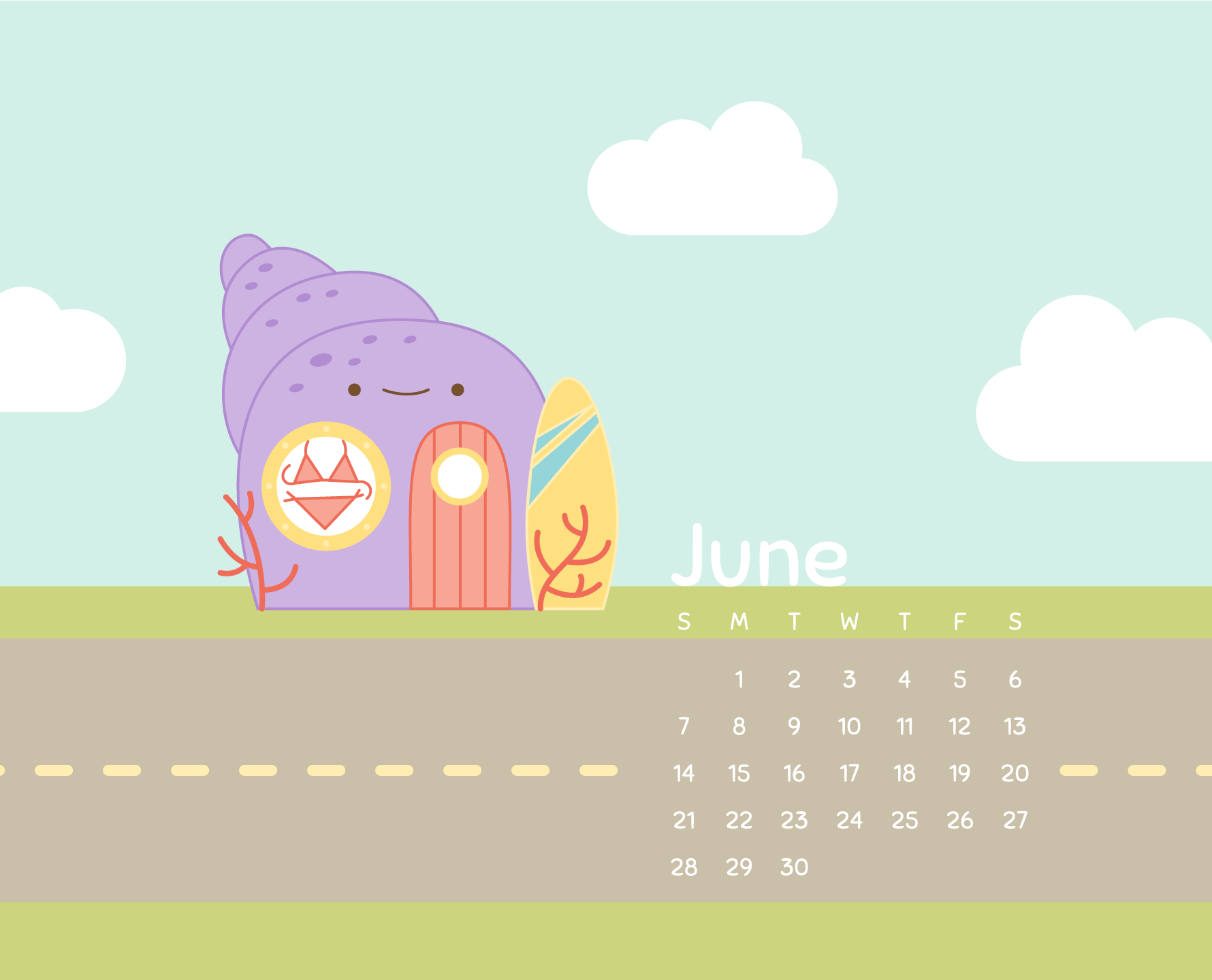 1780x1440 Wild Olive: calendar // june's kawaii crossing beach shop wallpaper