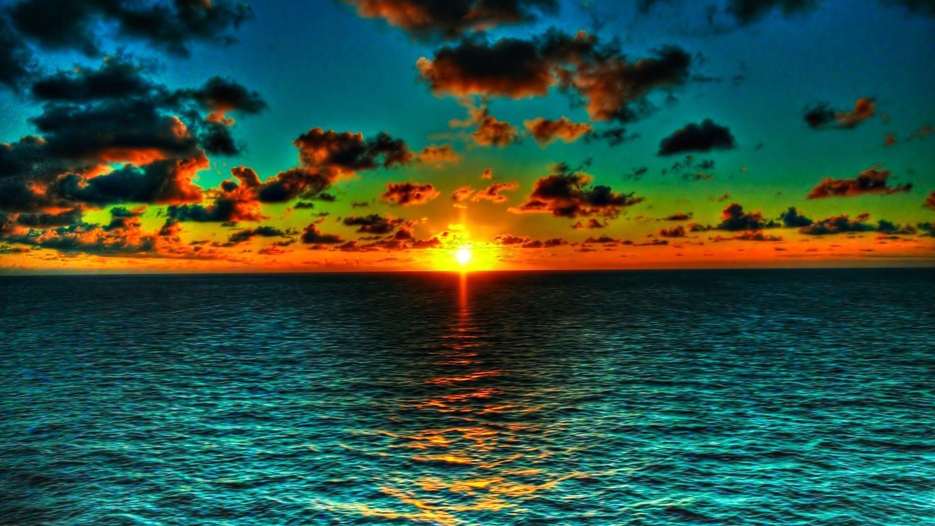 1920x1080 Beautiful Ocean Sunset Wallpaper