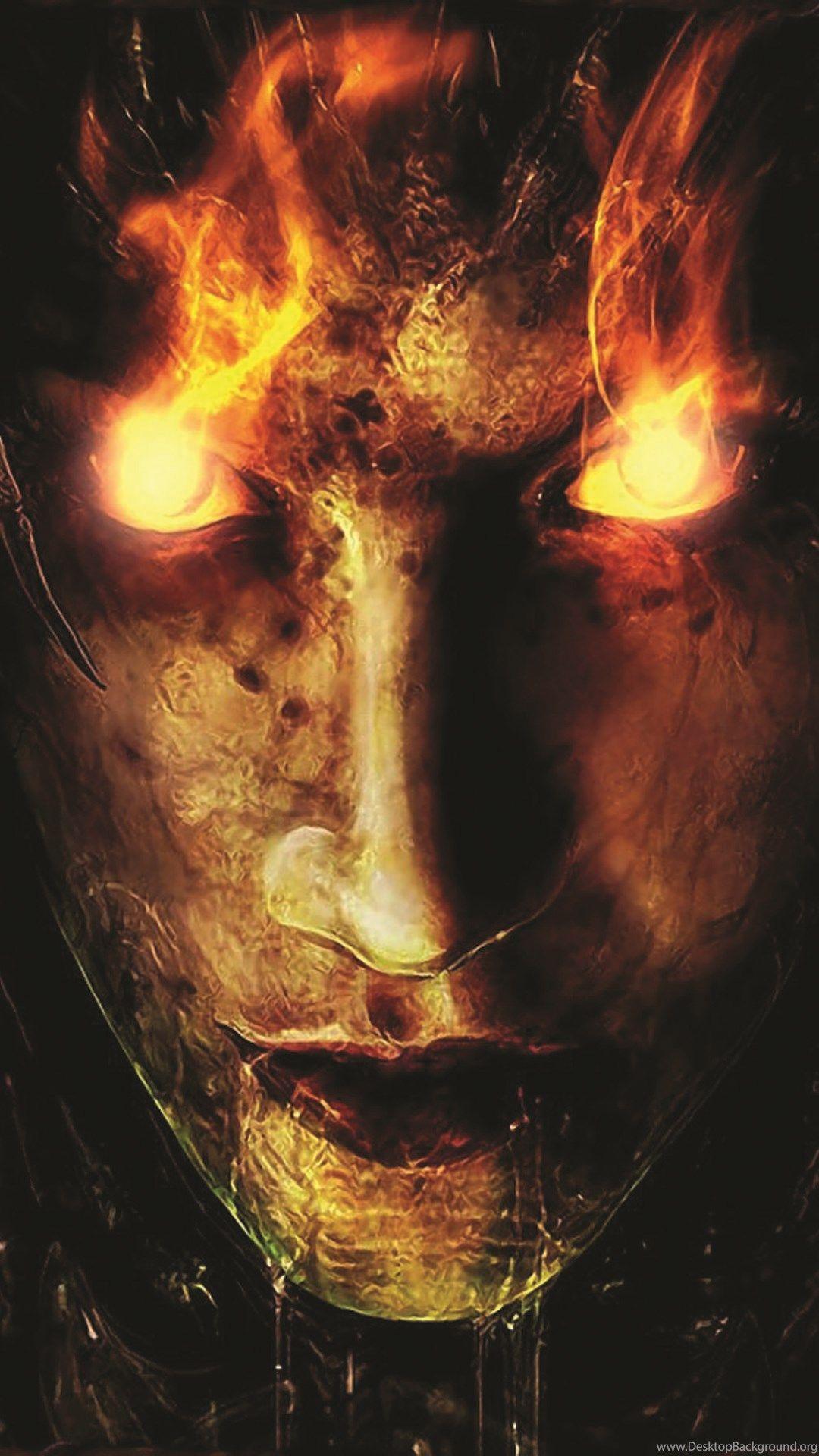 1080x1920 Fire Demon Glowing Eyes Halloween Android Wallpaper Free Download Desktop Background