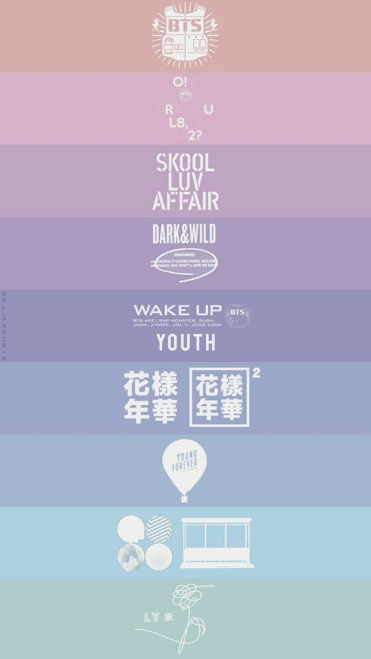 736x1306 BTS wallpaper albums names lockscreen. Bts wallpaper, Bts wallpaper lyrics, Album bts
