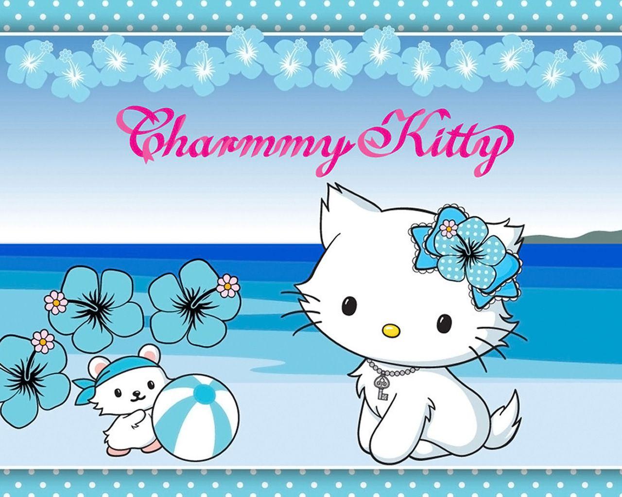 1280x1024 charmmy kitty beach teal 1280×1024